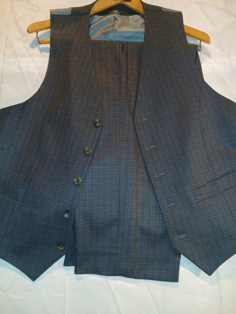 Men's Haggar Checked Dress Pants/Vest - Heather Grey & Midnight Blue